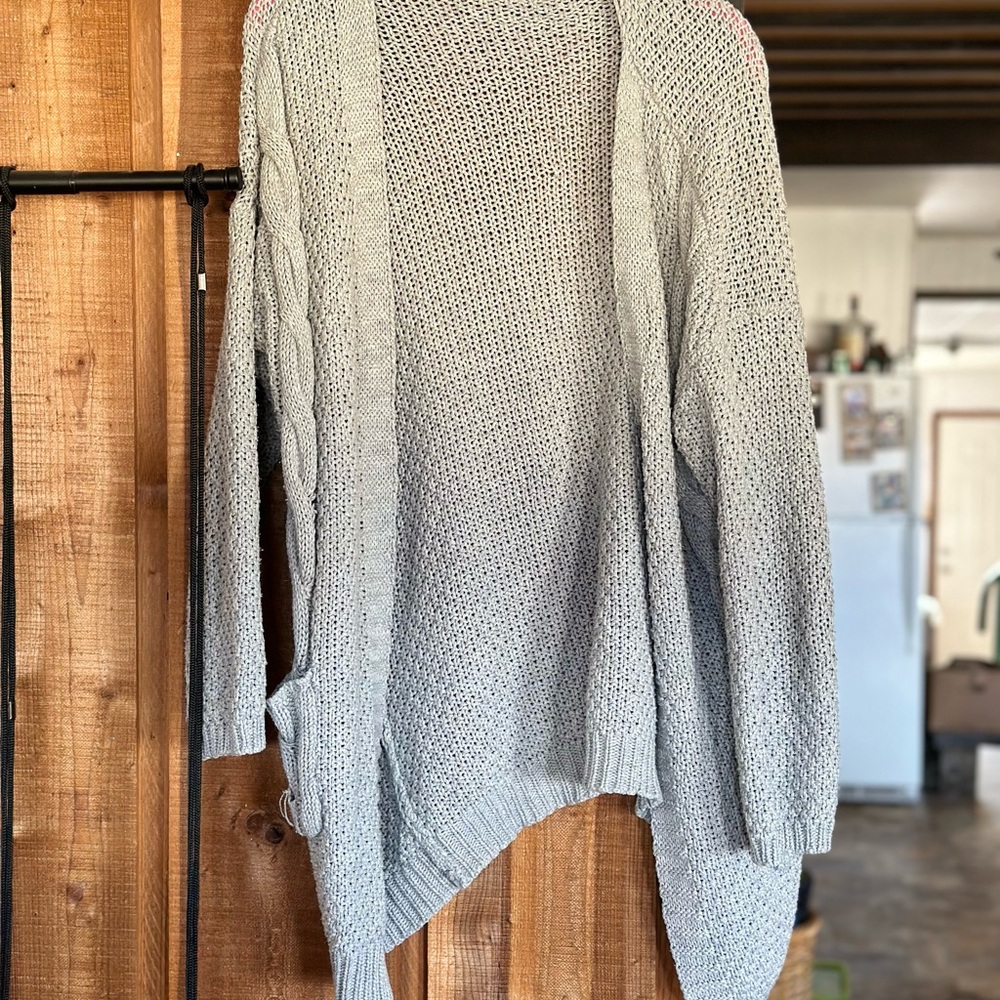Gray knitted cardigan